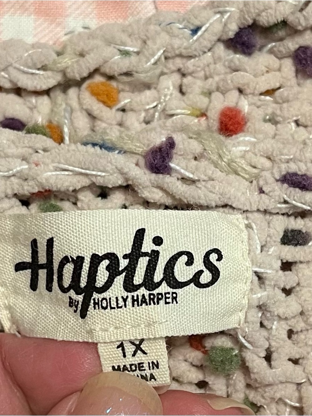 Haptics by Holly Harper Cream Knit Cardigan with Multicolor Flecks